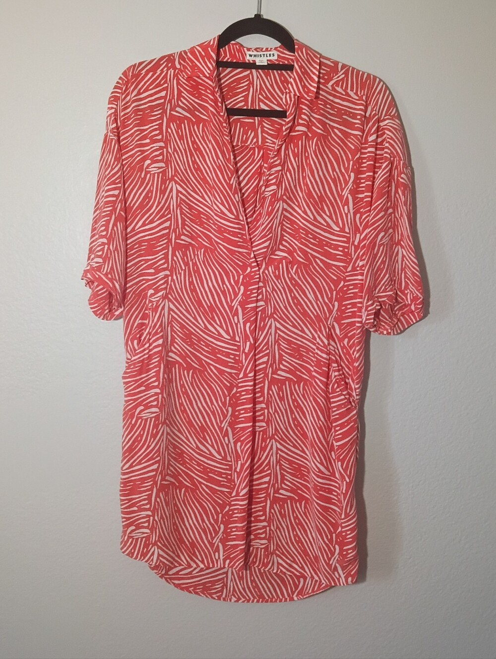 Whistles Coral and White Zebra-Print Mini Dress